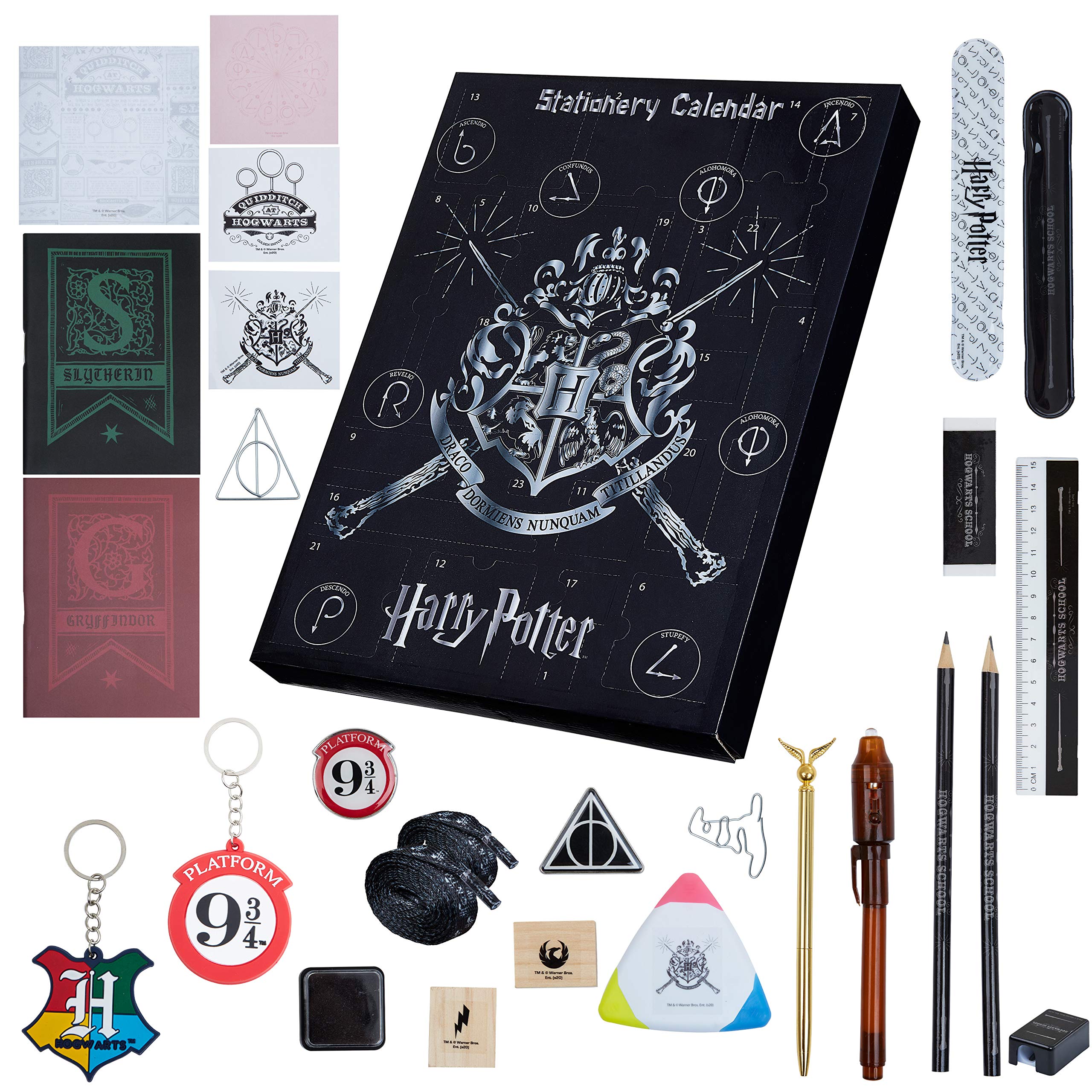 Harry Potter Advent Calendar 2025 Hogwarts Stationery and Accessories Christmas Countdown Calendar with Keyring Golden Snitch Pen Snap Bracelets