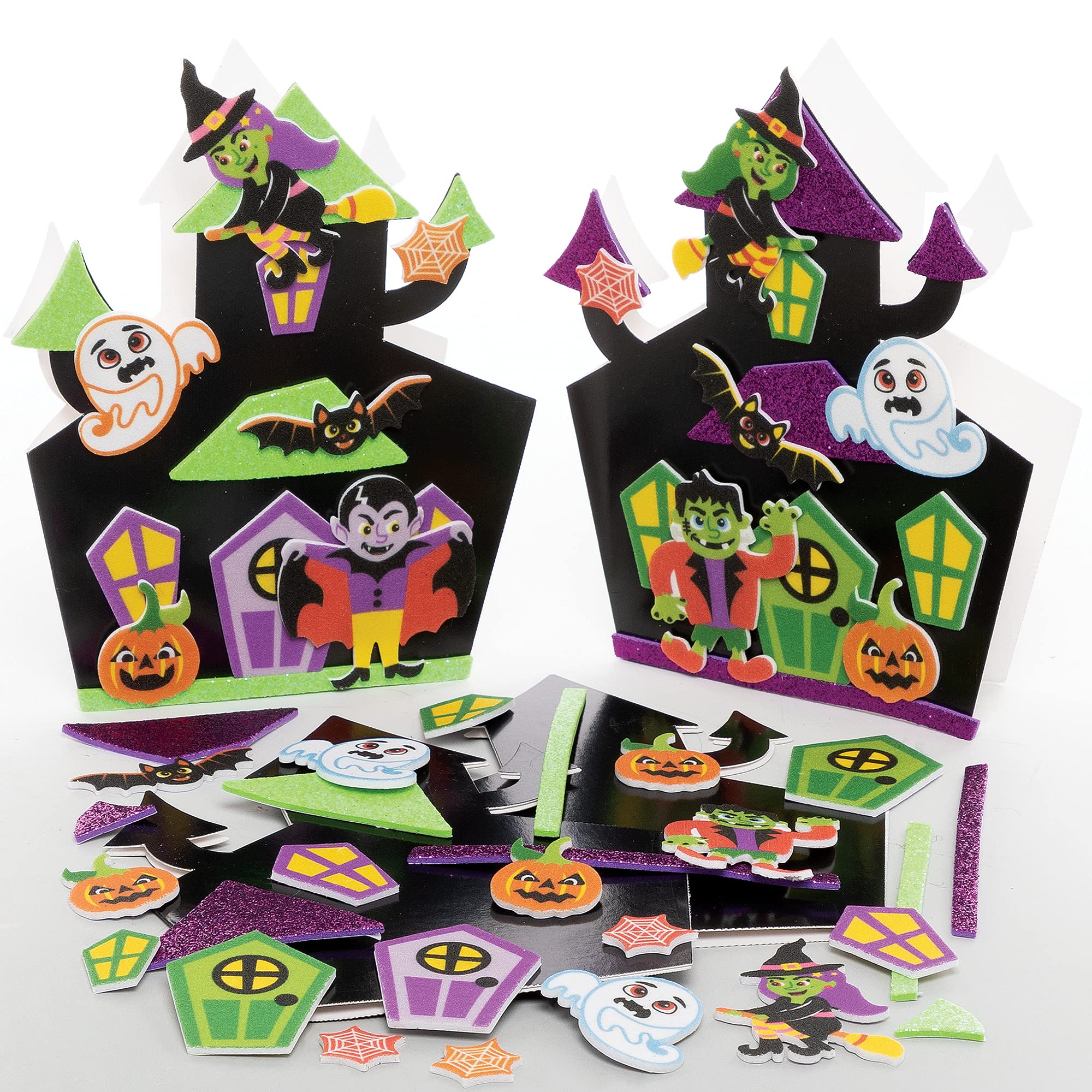Baker Ross FE848 Haunted House Mix & Match Card Kits - Pack of 6, Card Making Kit for Kids, Make Your Own Halloween Cards, Ideal Halloween Arts and Crafts Project
