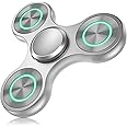ATESSON Light Up Fidget Spinner Toys,Ultra Durable Stainless Steel Bearing High Speed Precision,Metal with Fluorescent,Focus Anxiety Stress Relief Boredom Fidget Spinners for Kids & Adults Silver