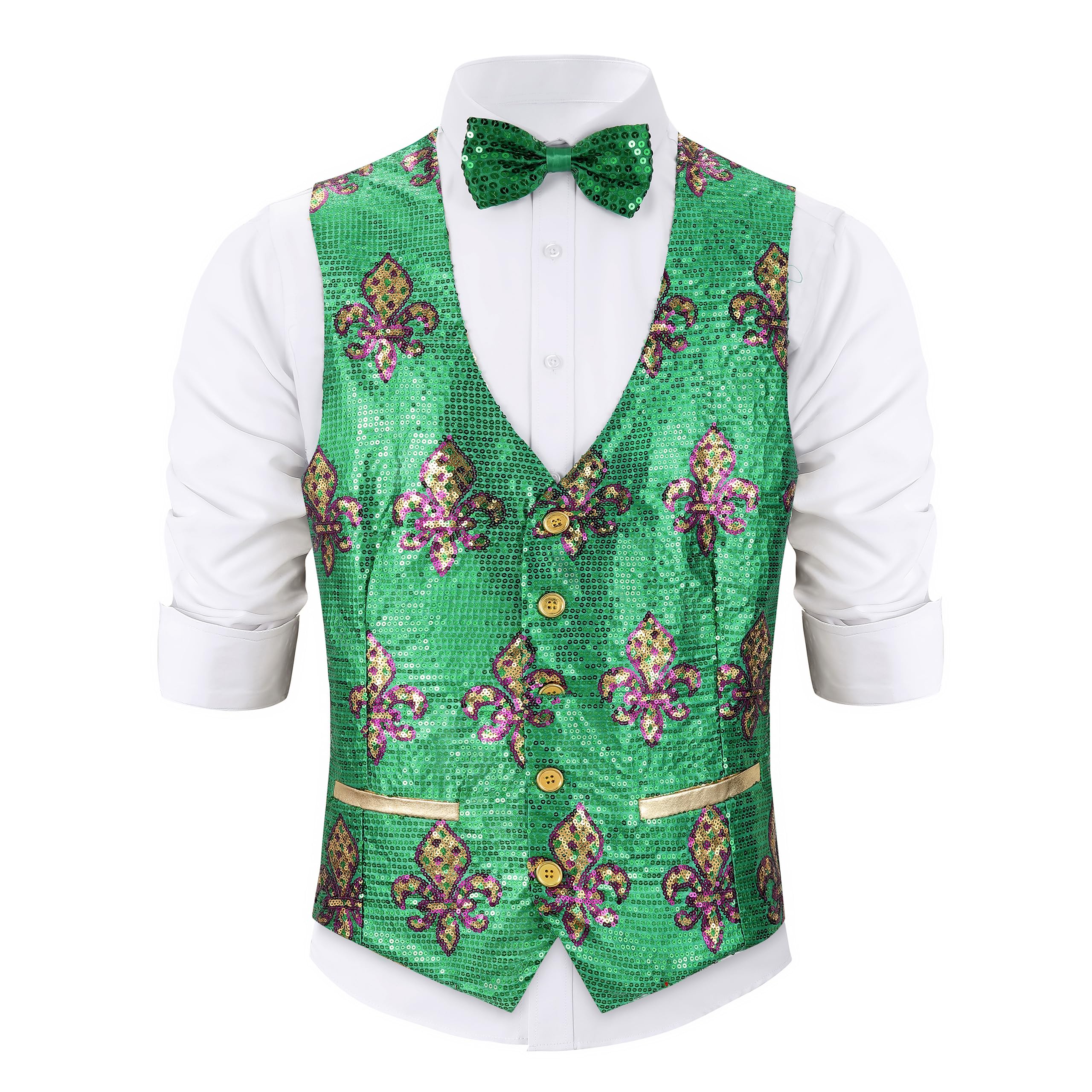 Pixiemain Unisex Green Sequin Vest For Madi Gras