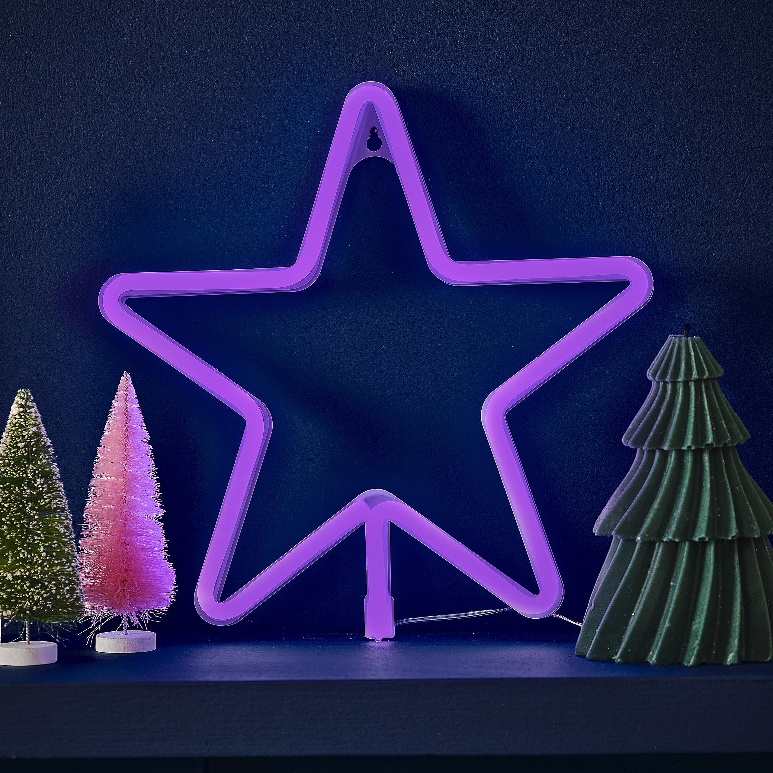 Ginger Ray Christmas Large Lilac Light Up Star Neon Light Fireplace Tabletop Decoration — image 1