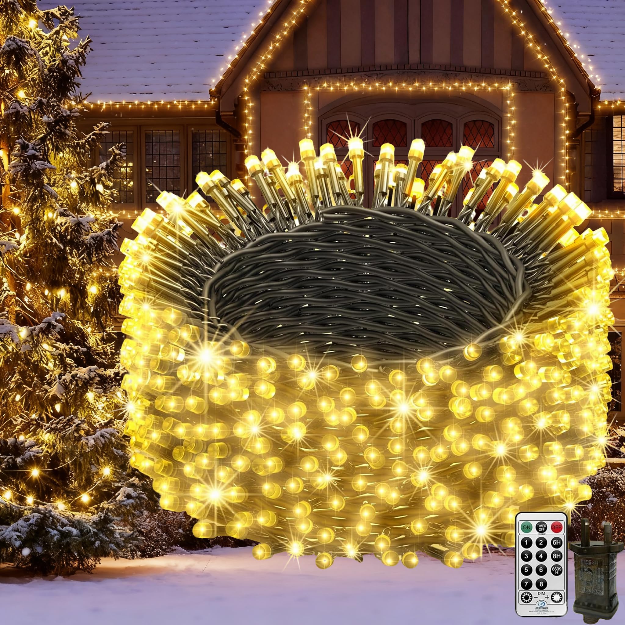 THKFUL 80M 800LED Outdoor Fairy Lights Plug in,Long Lights Mains Powered,Outside Garden Tree Lights with Remote Timer,Waterproof,Dark Green Wire for Indoor Yard Patio(WarmWhite)