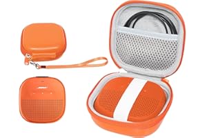 WGEAR Bright Orange Protective Case for Bose SoundLink Micro Bluetooth Speaker, Best Color and Shape Matching, Featured Secure and Easy Pulling Out Strap Design, Mesh Pocket for Cable and accessorie