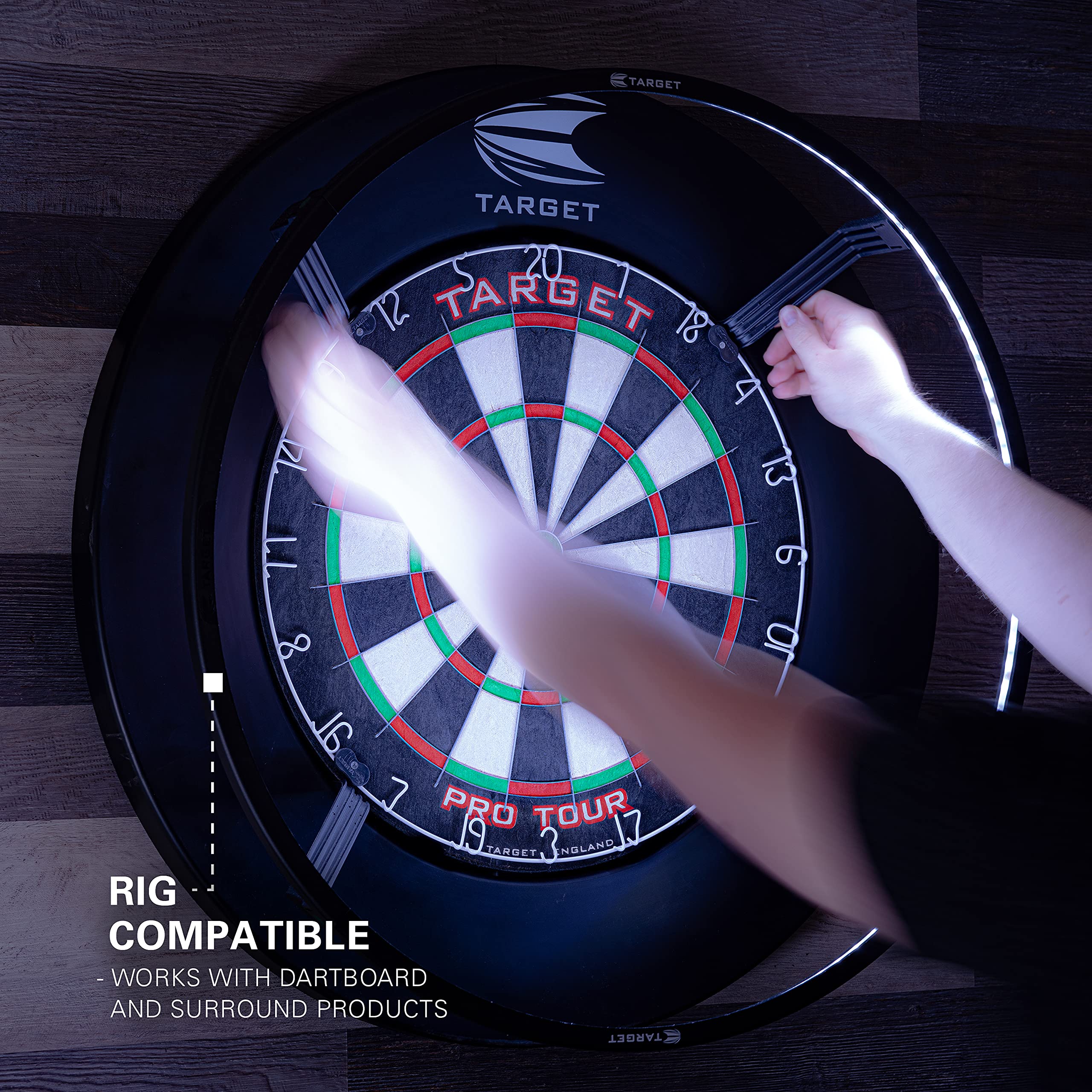 Target Darts Corona Vision Dartboard Lighting System, Schwarzer Rahmen | Weißes LED Dart Board Surround Ringlicht mit magnetischen Füßen | Schatten eliminierendes Dartboard Licht | Professionelle Dart 5