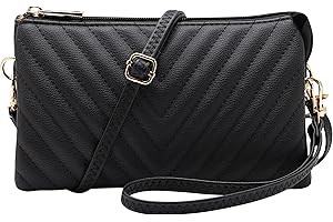 B BRENTANO Vegan Leather Multi-Pocket Crossbody Purse/Clutch with Card Slots, Removable Wristlet & Adjustable Shoulder Strap