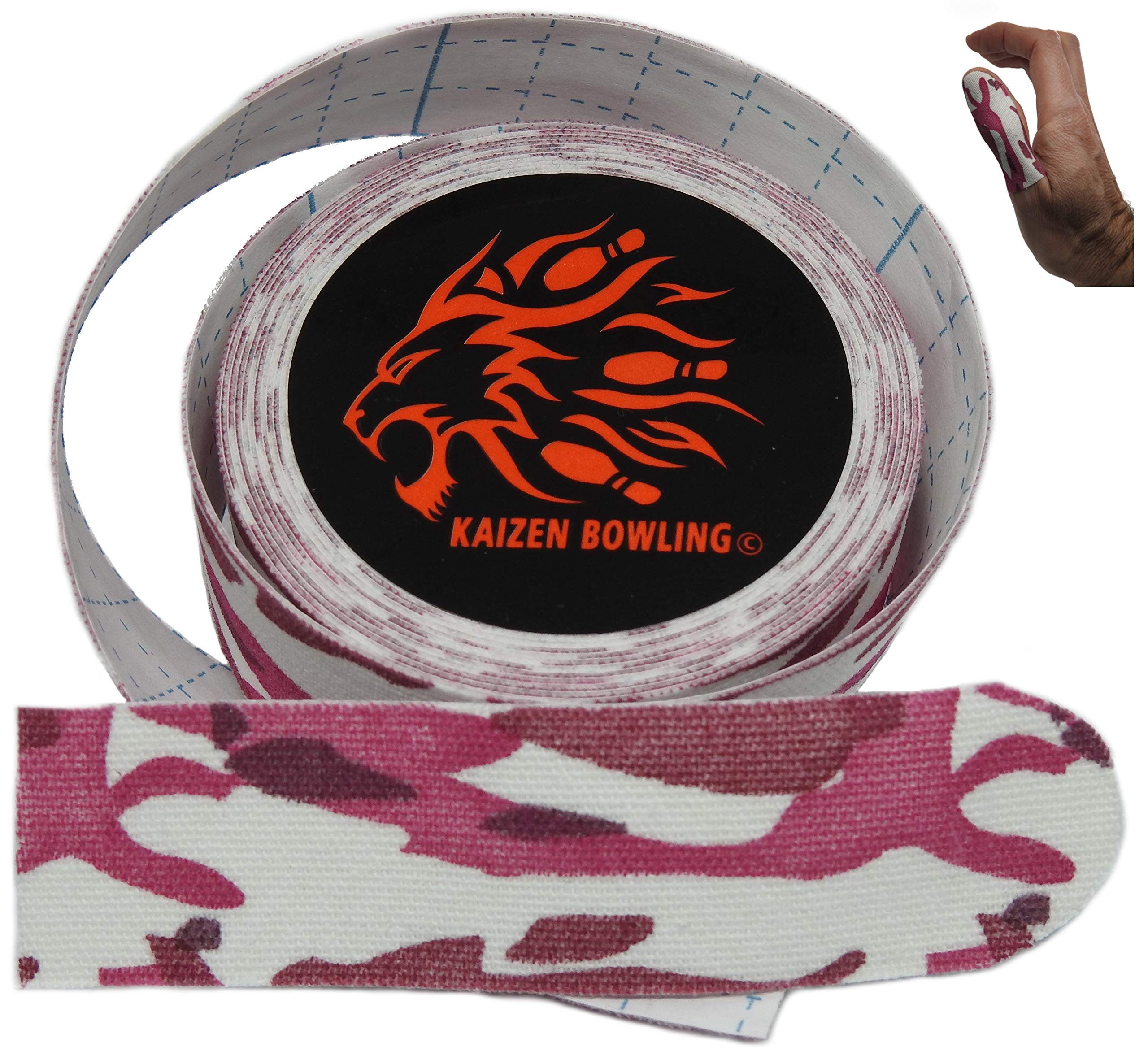 Bowling Tape - Protective Fitting Thumb & Finger Tape - Tenpin Bowling Accessories For Thumb Protection (Black/Red/Blue/Natural) (Pink Camo)