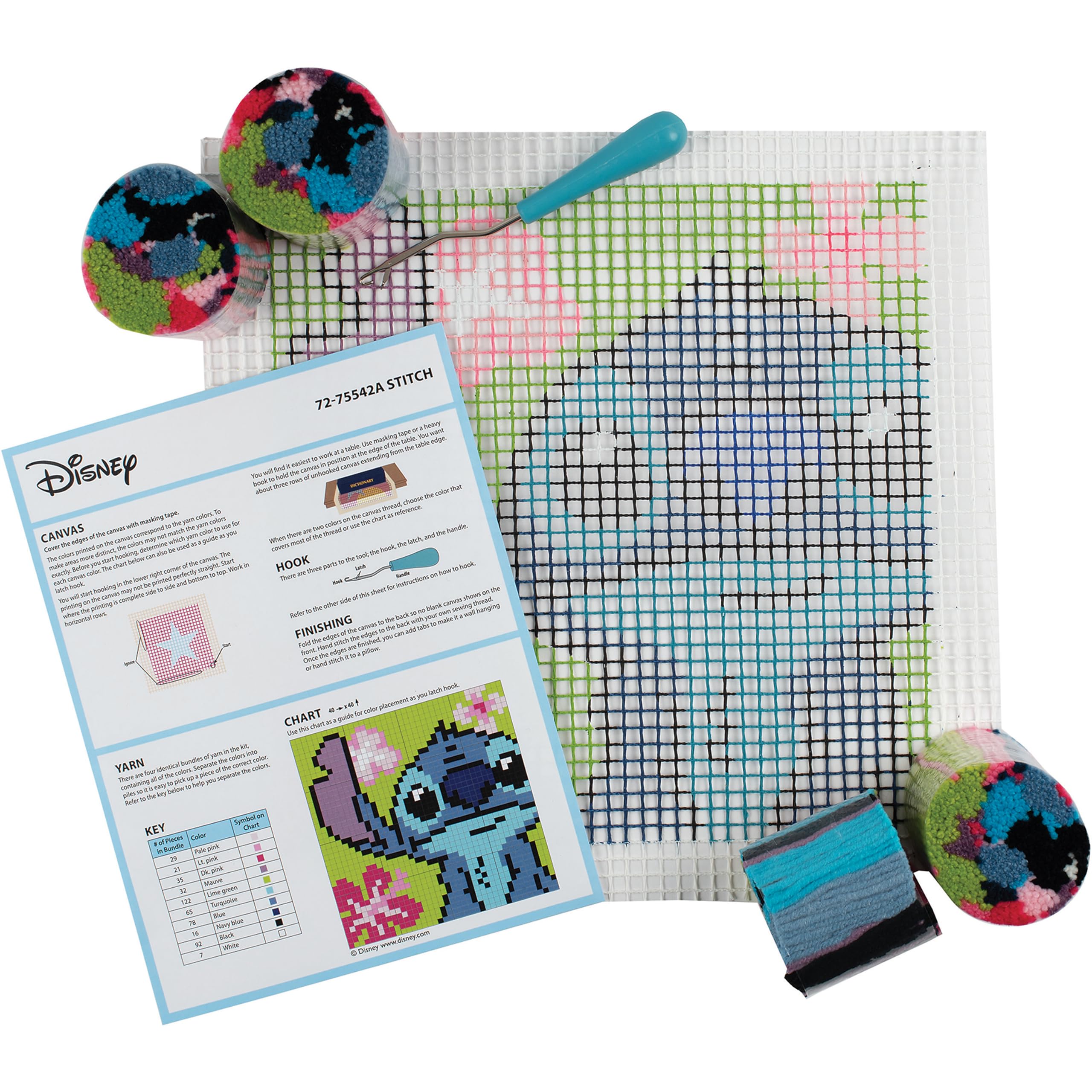 Dimensions 72-75542 Disney's Lilo and Stitch Latch Hook Kit for Beginners, Finished 12'' x 12'', Multicolor