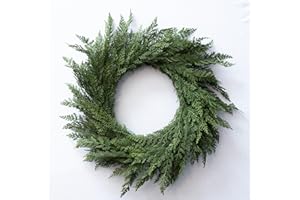 Vita Domi 30" Faux Cedar Wreath, Christmas Wreaths for Front Door Outside, Green Wreath Christmas, Window Wreaths, Real Touch Norfolk Pine Wreath, Evergreen Wreath, Large Christmas Wreath