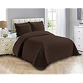Linen Plus Luxury Oversized Coverlet Embossed Bedspread Set Solid Coffee Full/Queen Bed Cover New # Ashley