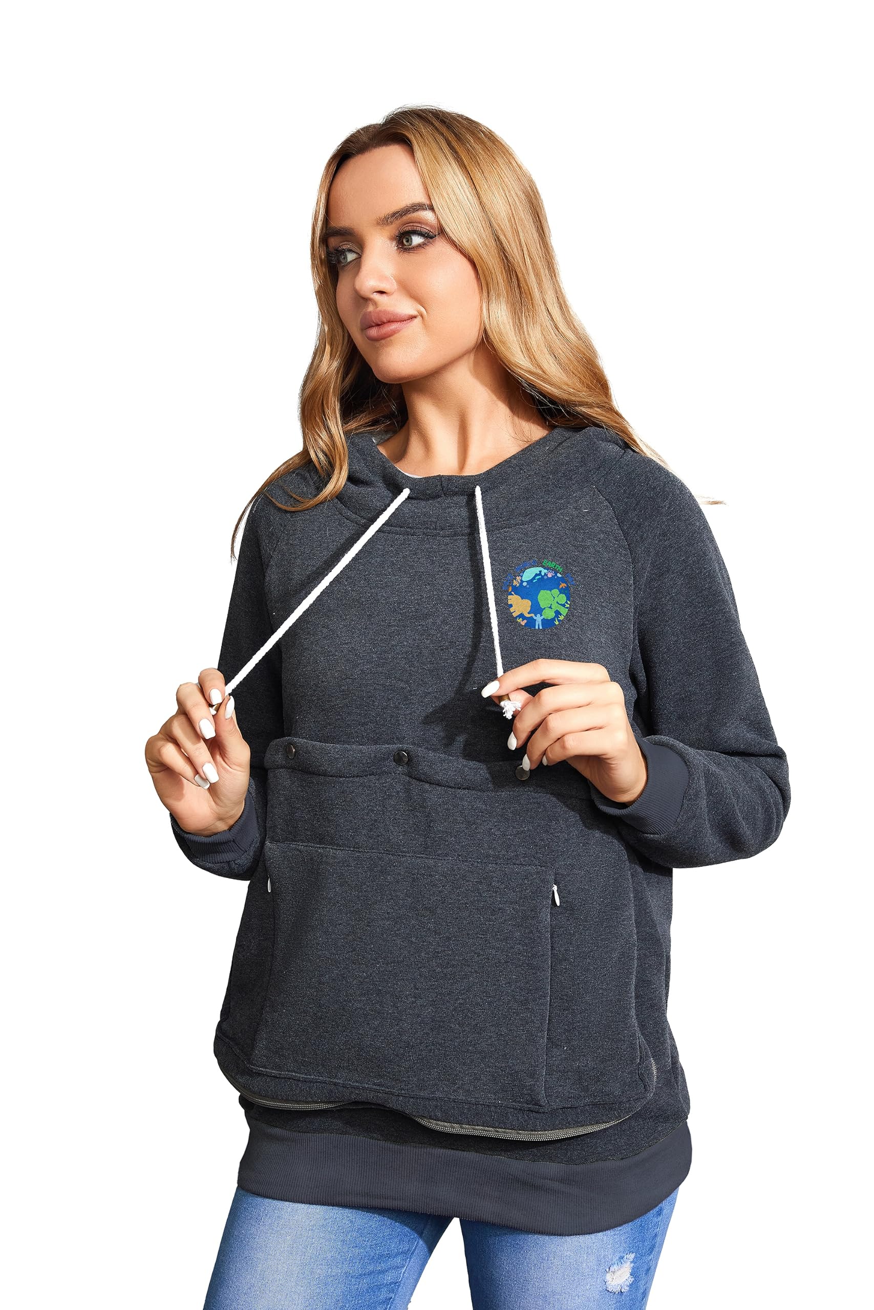 Photo 1 of Cat Dog Carrier Hoodies – Puppy Kitten Carrying Sweatshirt Large Pet Pocket Pullover Top – Unisex Kangaroo Hoodies