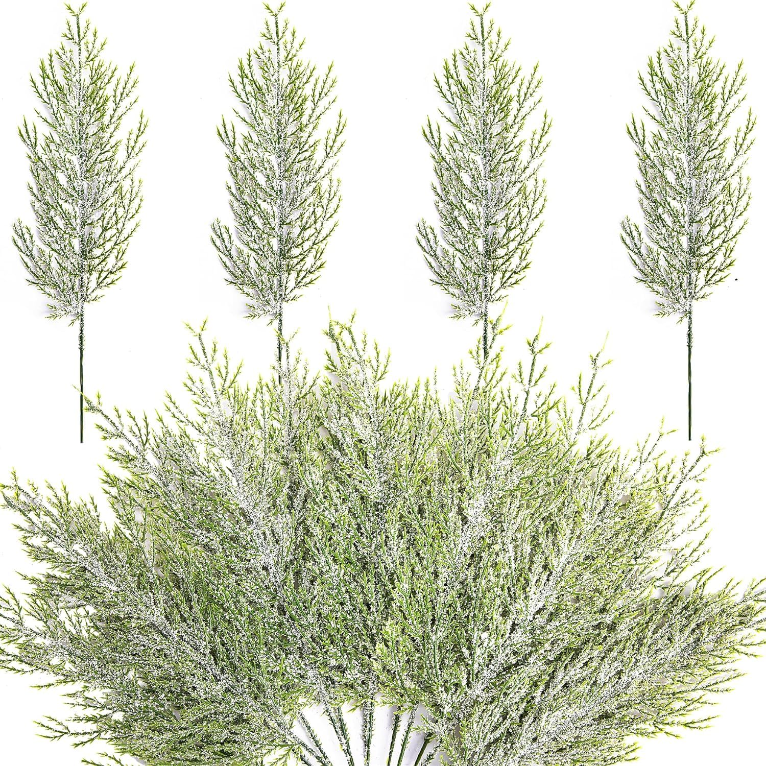 Purple Star 30 PCS Artificial Pine Leaves Branches - Fake Pine Sprigs - Faux Pine Leaves Picks for DIY Wreath Garland Christmas Embellishing and Home Garden Decoration(Length 34cm)