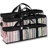Made Easy Kit CD Media Storage Bag Case - Clear See Though PVC Organizer With Triple-Stitched Handles and Dividers - Stackabl