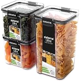 Sistema Tritan Ultra Airtight Pantry &amp; Kitchen Storage Containers, 3-Pack, Clear Stackable Square Food Storage, BPA-Free, Dishwasher &amp; Freezer-Safe (Microwave-Safe Without Lid)
