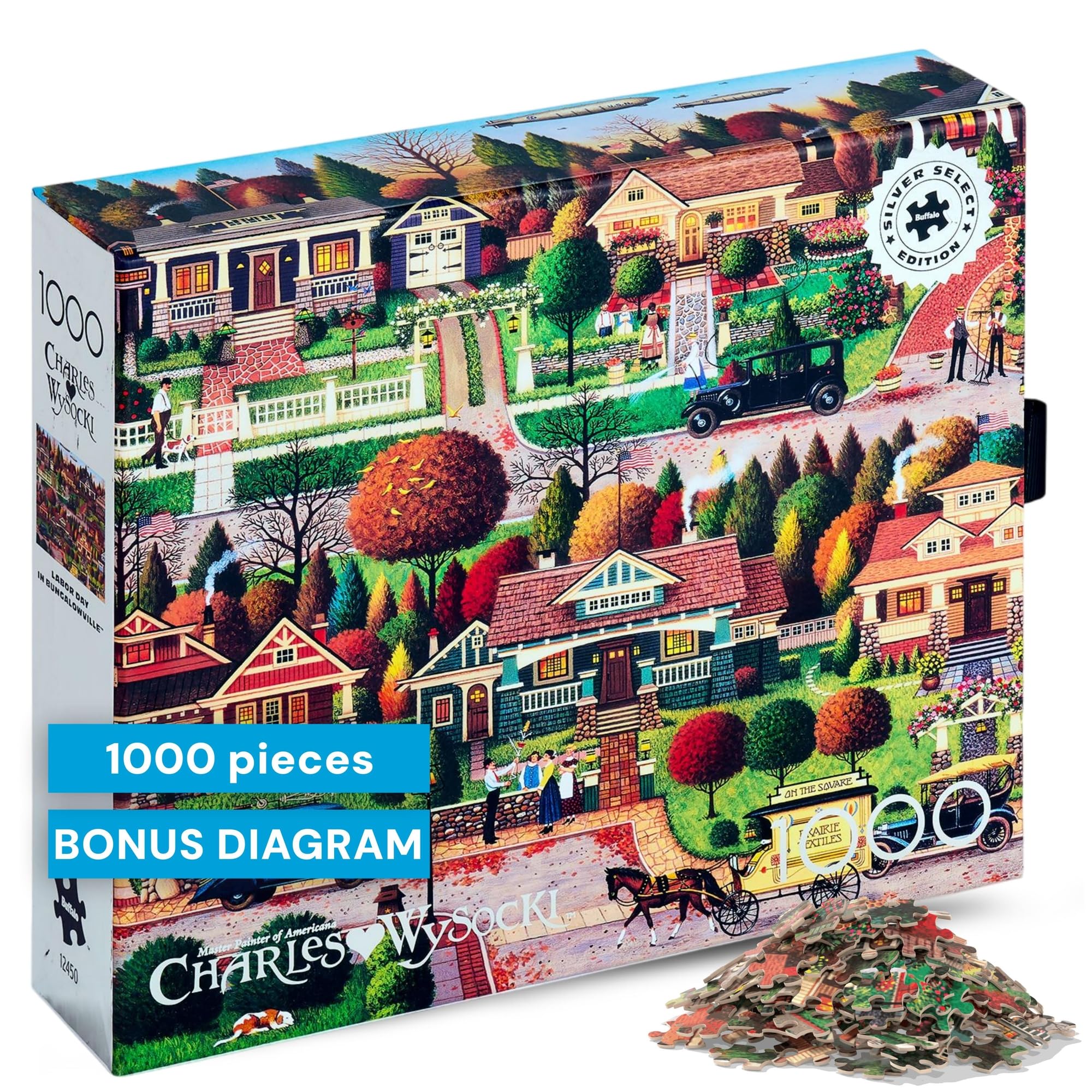 Buffalo Games - Silver Select - Charles Wysocki - Labor Day in Bungalowville - 1000 Piece Jigsaw Puzzle