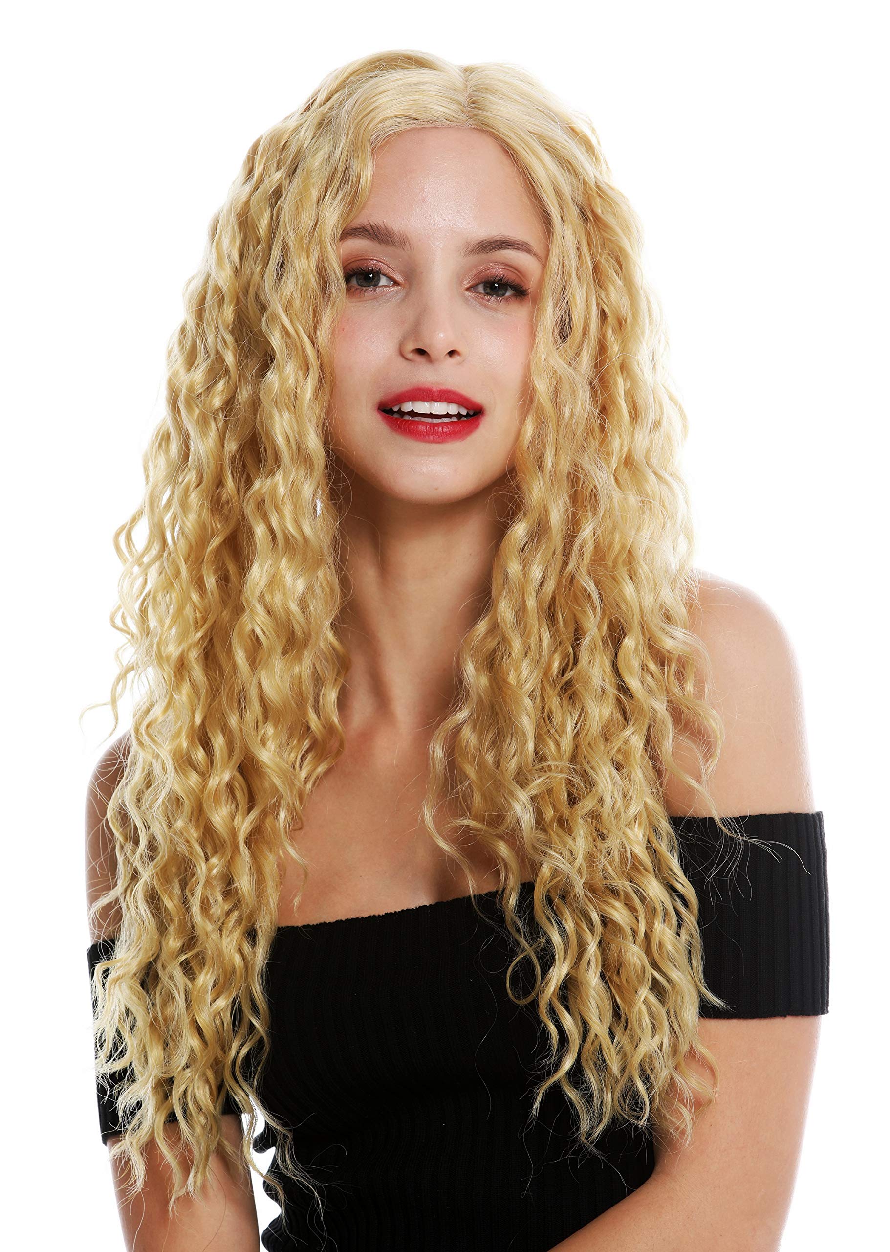 WIG ME UP - VK-18-MF-972 women's quality wig lace front partial monofilament side parting very long curls blonde reddish blonde mix 23.5 inches