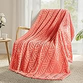 Whale Flotilla Flannel Fleece Throw Blanket for Couch, Soft Fluffy Velvet Sofa Blanket with Decorative Vintage Pattern for All Season, Warm and Lightweight, 50x60 Inch, Coral