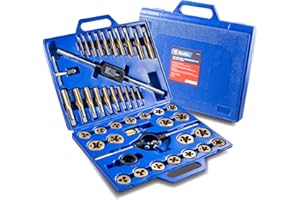 HIGHFIRE 45PCS Metric Tap and Die Set With Storage Case, Essential Repair Tool Kit with Thread Wrench For Cutting External & Internal Threads.