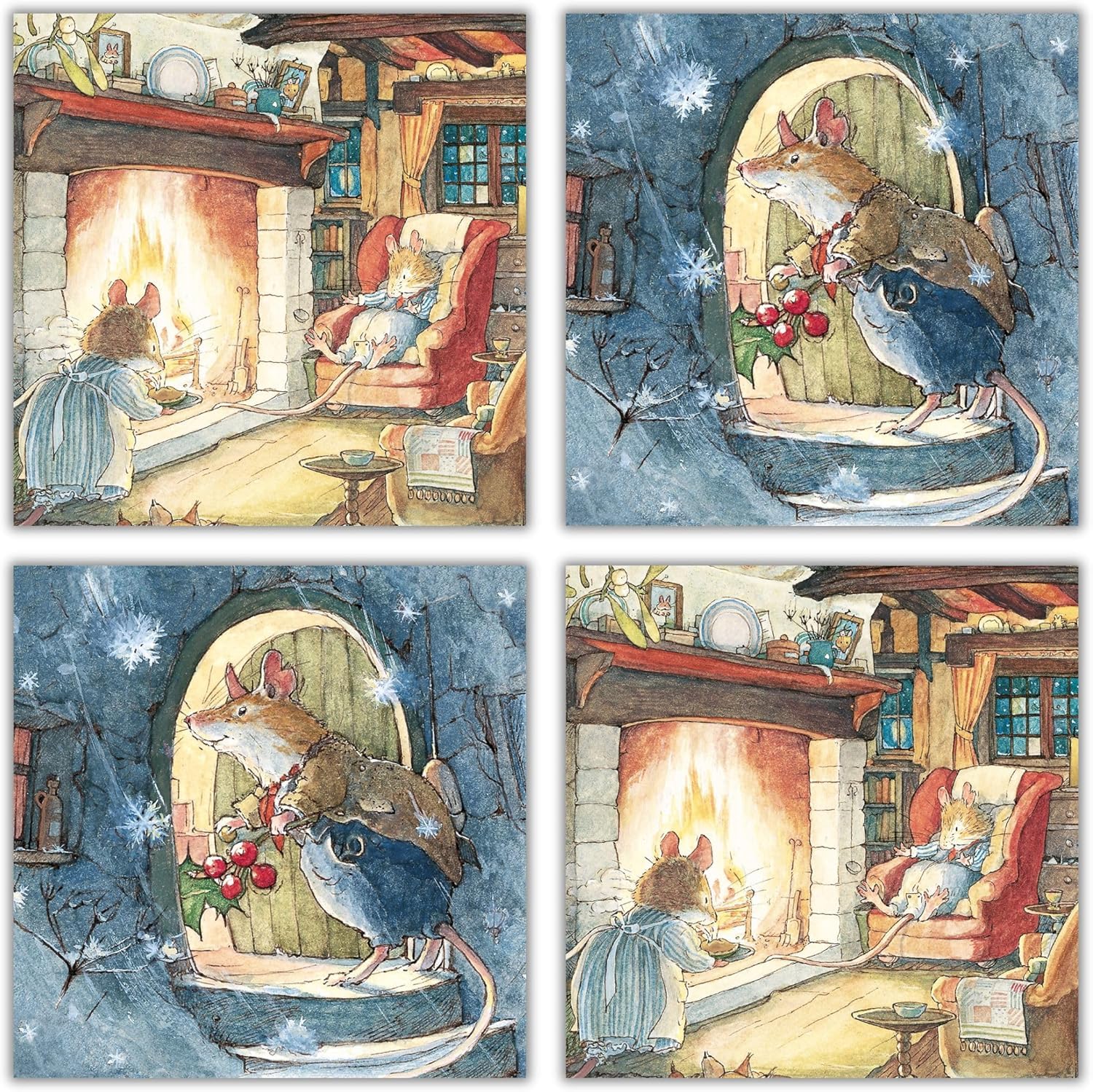 Museums and Galleries Charity Christmas Cards Pack of 12 - Brambly Hedge Mice - 6 x 2 Cute Animal Design - Festive Christmas Cards Multipack - In Aid of UK Charities