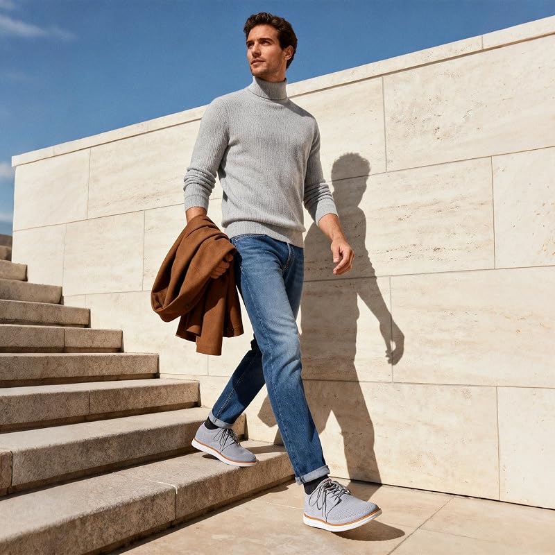 Sneaker Oxford Uomo Traspirante, Memory Foam,Grigio,41
