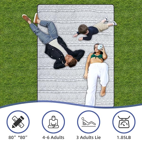 PICYALO OUTDOOR PICNIC BLANKET WHITE FISH 60″X80″ SANDPROOF BEACH BLANKET WATERPROOF PICNIC BLANKETS FOLDABLE FOR CAMING, BEACH, OUTDOOR ACTIVITIES.