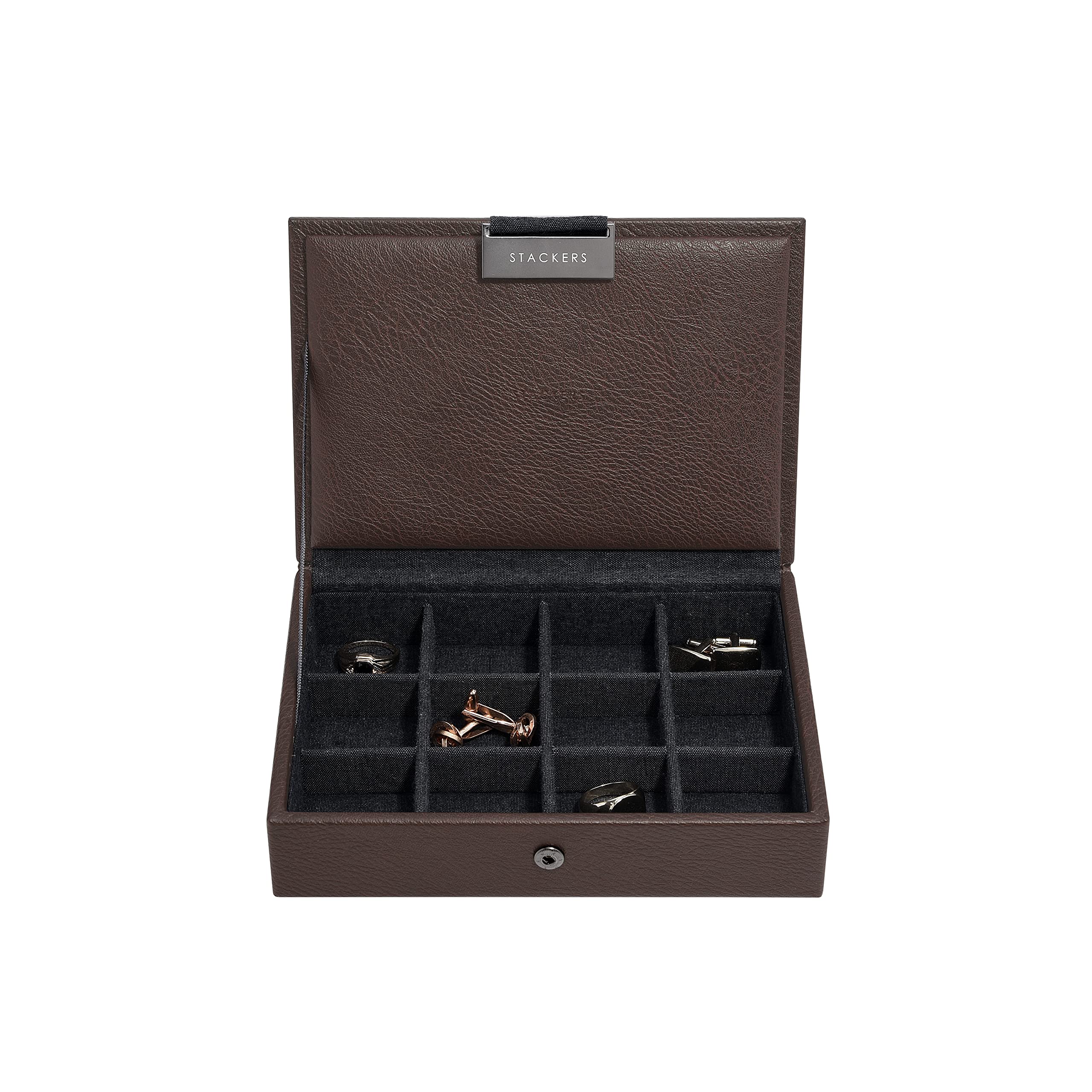 STACKERS Mens Brown Mini Cufflink Box