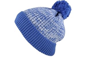 THE HAT DEPOT Kids Knit Daily Pom Beanie Hat with Thick Fleece Lining for Boys and Girls Versatile Winter Warm Cozy Skull Hats for Children