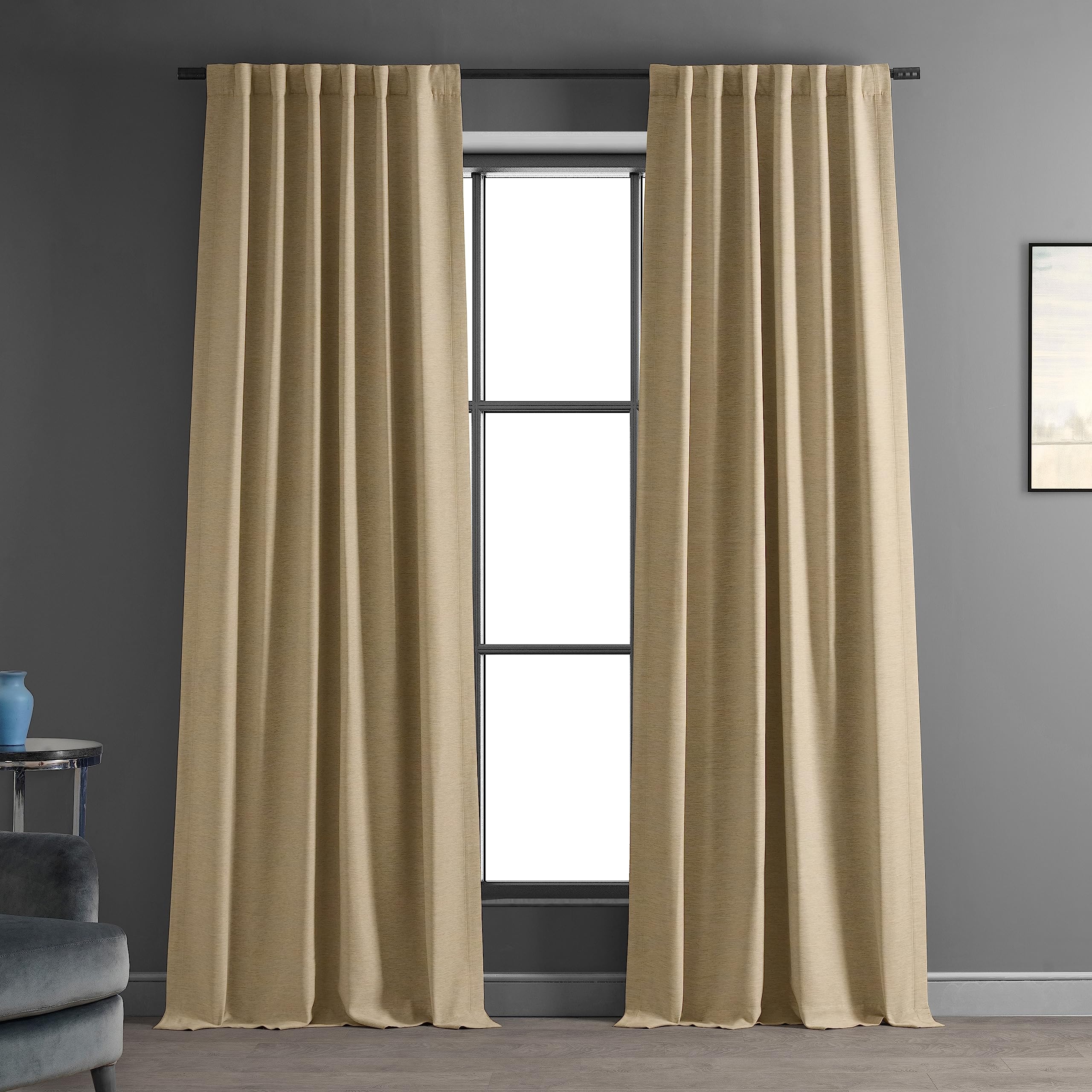 HPD Half Price Drapes Bellino Room Darkening Curtains 120 Inches Long Curtains for Bedroom & Living Room (1 Panel), 50W x 120L, Ginger