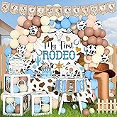 Cowboy 1st Birthday Decorations My First Rodeo Birthday Party Supplies Décor Western Cowboy First Backdrop Balloon Arch Boxes Number 1 High Chair Cowboy Banner for Cow First Rodeo Party Boy Decoration