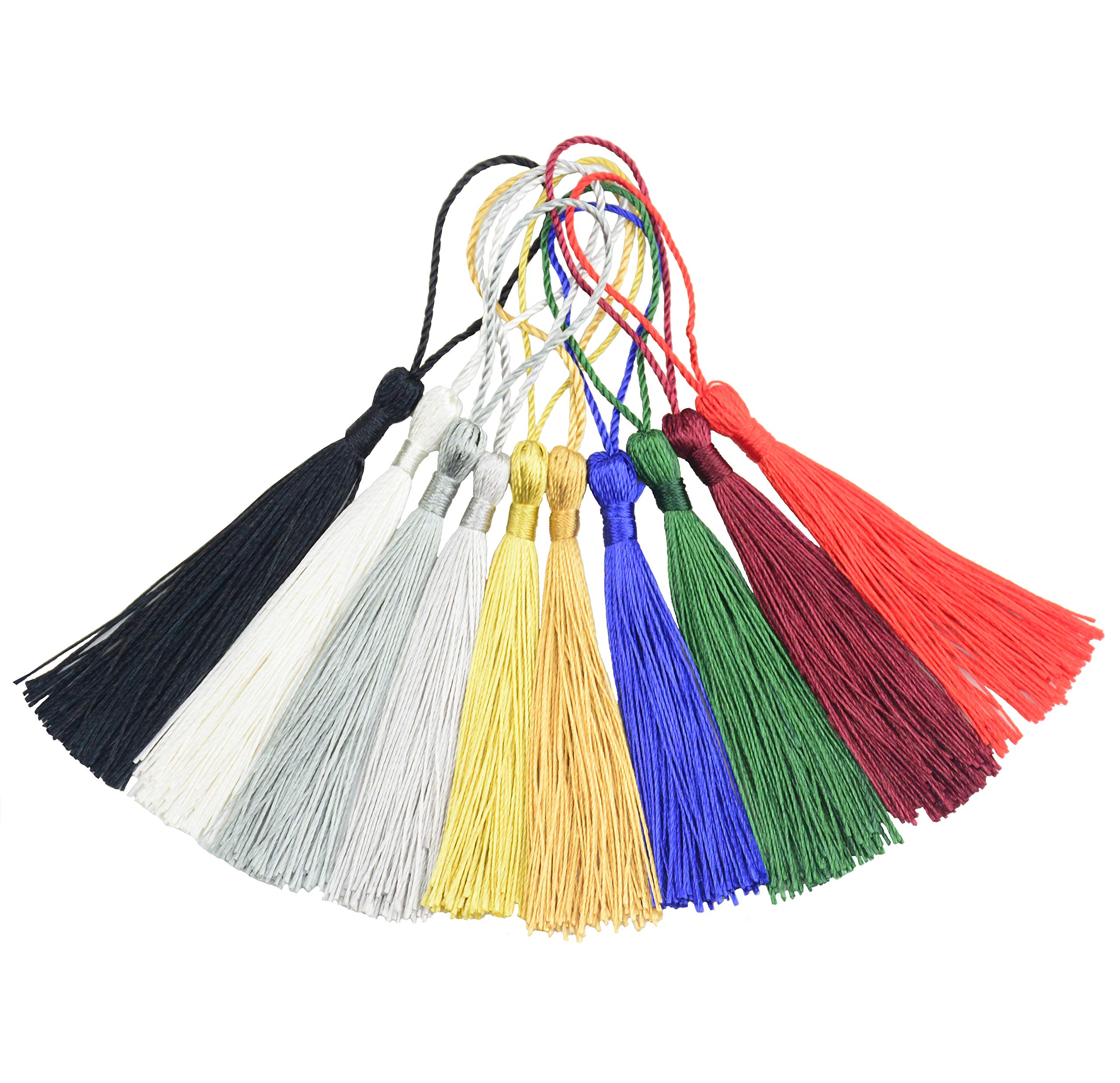 100pcs 13cm/5 Inch Silky Floss bookmark Tassels with 2-Inch Cord Loop and Small Chinese Knot for Jewelry Making, Souvenir, Bookmarks, DIY Craft Accessory(Mixed3)