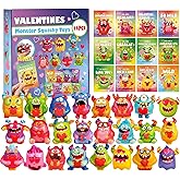 24Pcs Valentines Day Gifts for Kids, Monster Heart Squishy Toys with Cards for Galentines School Gift Exchange, Classroom Prizes, Bag Stuffers, Party Favors