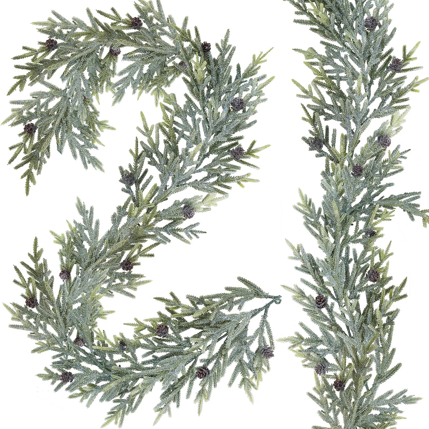 Wreaths, Garlands & Swags - Winlyn 2 Pack Frosted Artificial Christmas Pine Garland with Pine Cones Winter Greenery Garland 6' L for Christmas Winter Seasonal Holiday Wedding Table Runner Centerpiece Mantel Tree Decorations