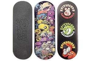 SPITBOARDS 34mm Fingerboard Deck - Real Wood (5-Layers) Classic Popsicle Street Shape - Size: 34 x 96 mm - Single Graphic Deck (Real Wear) - Optimized Concave - Freak Show