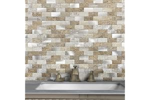 M MOFIT Peel and Stick Brick Backsplash for Kitchen,Back Splash for Bathrooms Walls Tiles Waterproof(10sheets,Castle Brown)