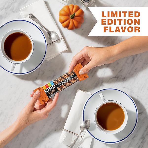 KIND THINS SNACK BARS, CHOCOLATE PUMPKIN SPICE, GLUTEN FREE, LOW CALORIE, HEALTHY SNACKS, 4G SUGAR, 10 COUNT