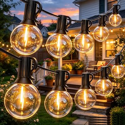 Lichterkette Led Außen Outdoor Strom: 13M Aussen Beleuchtung G40 Plastik Birnen Glühbirnen Balkon Pavillon Lichterketten Wetterfest Gartenbeleuchtung für Garden, Patio, Weddings, Parties
