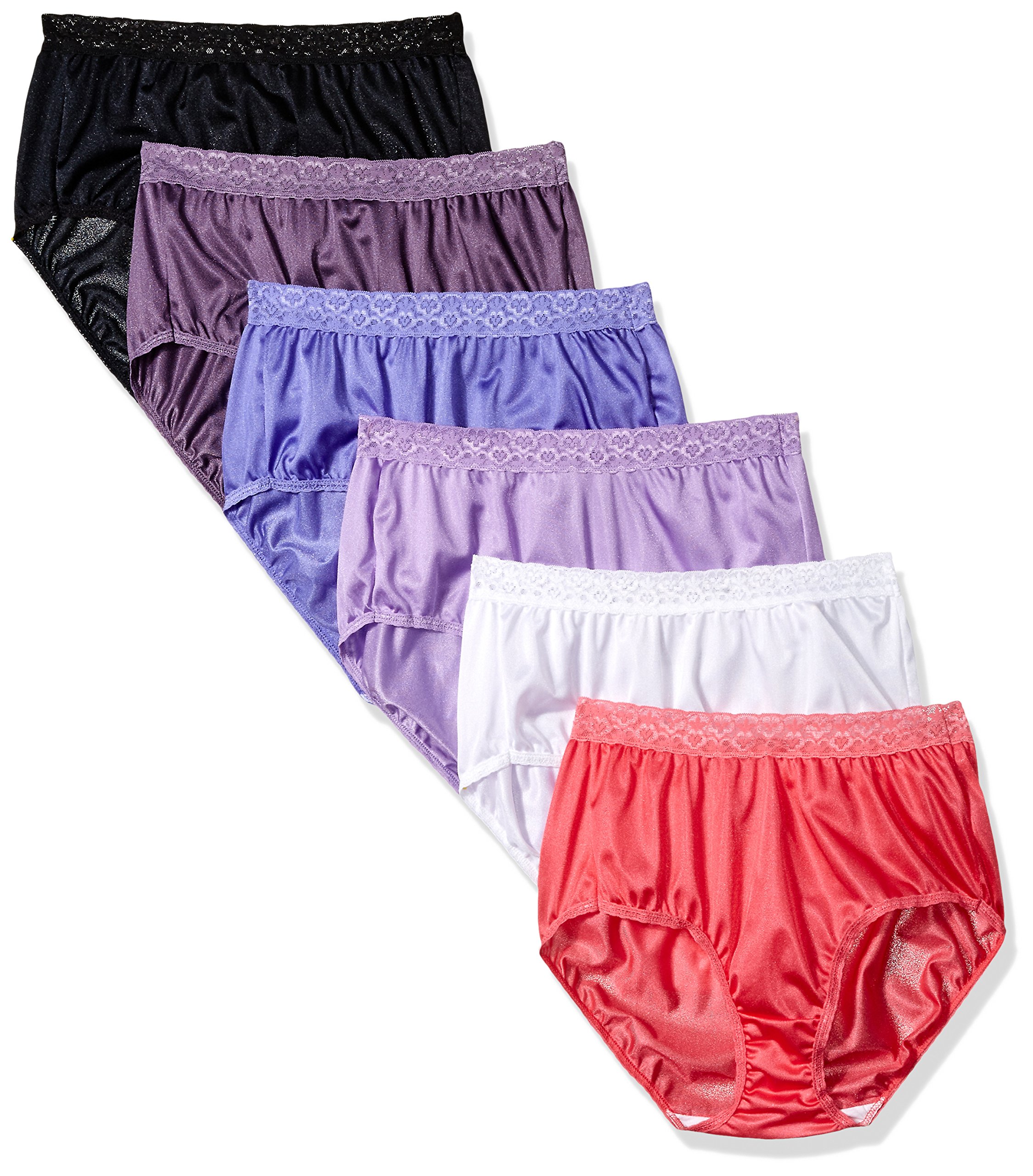 INNERSY Women's Silky Nylon Bikini Panties 3-Pack - Hollowed-Out Lace Underwear