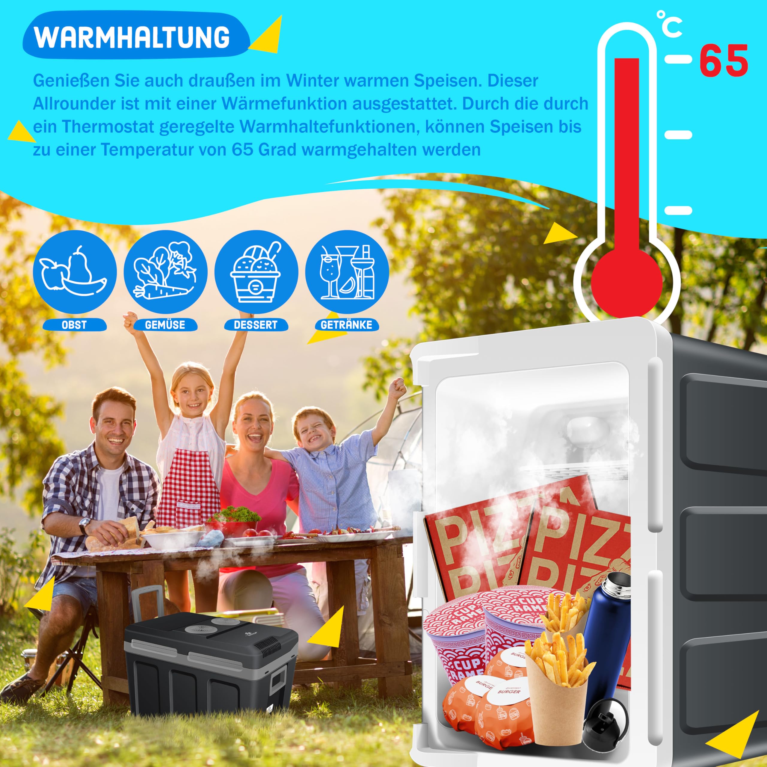 KESSER® Kühlbox 40L mit Rollen | Thermo-Elektrische Kühlbox | KÜHLT und WÄRMT | 12 & 230V | Thermobox für Auto, Boot & Camping | Mini-Kühlschrank mit ECO & MAX Modus | inkl. Kühlakku & Getränkehalter 6