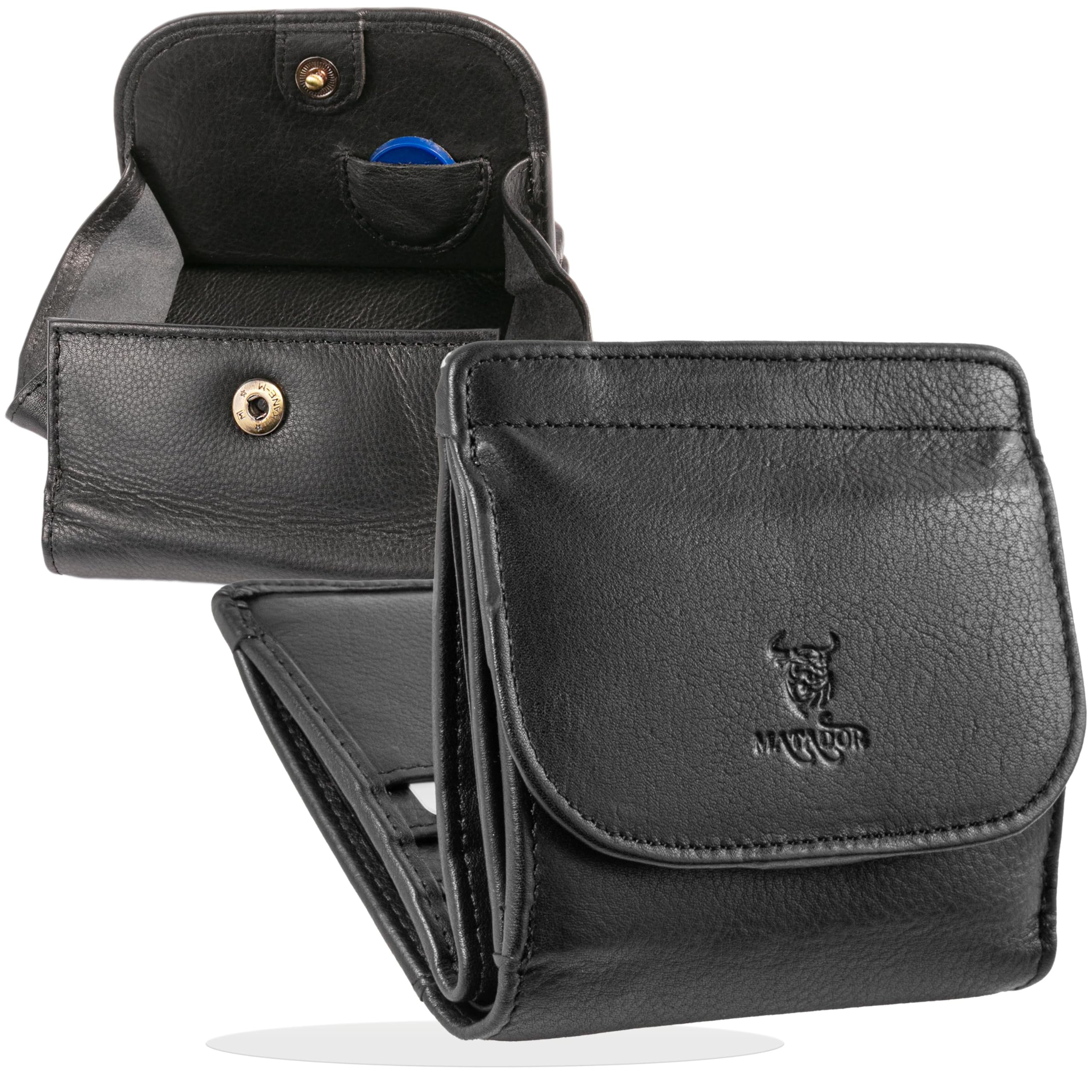 MATADOR Women's Small Leather Vienna Mini Women's Wallet with Elegant Gift Box, Elegant Wallet Men's Small with RFID Blocker, Luxury Small Wallet Men with Many Compartments, Black Nappa, S, coin purse