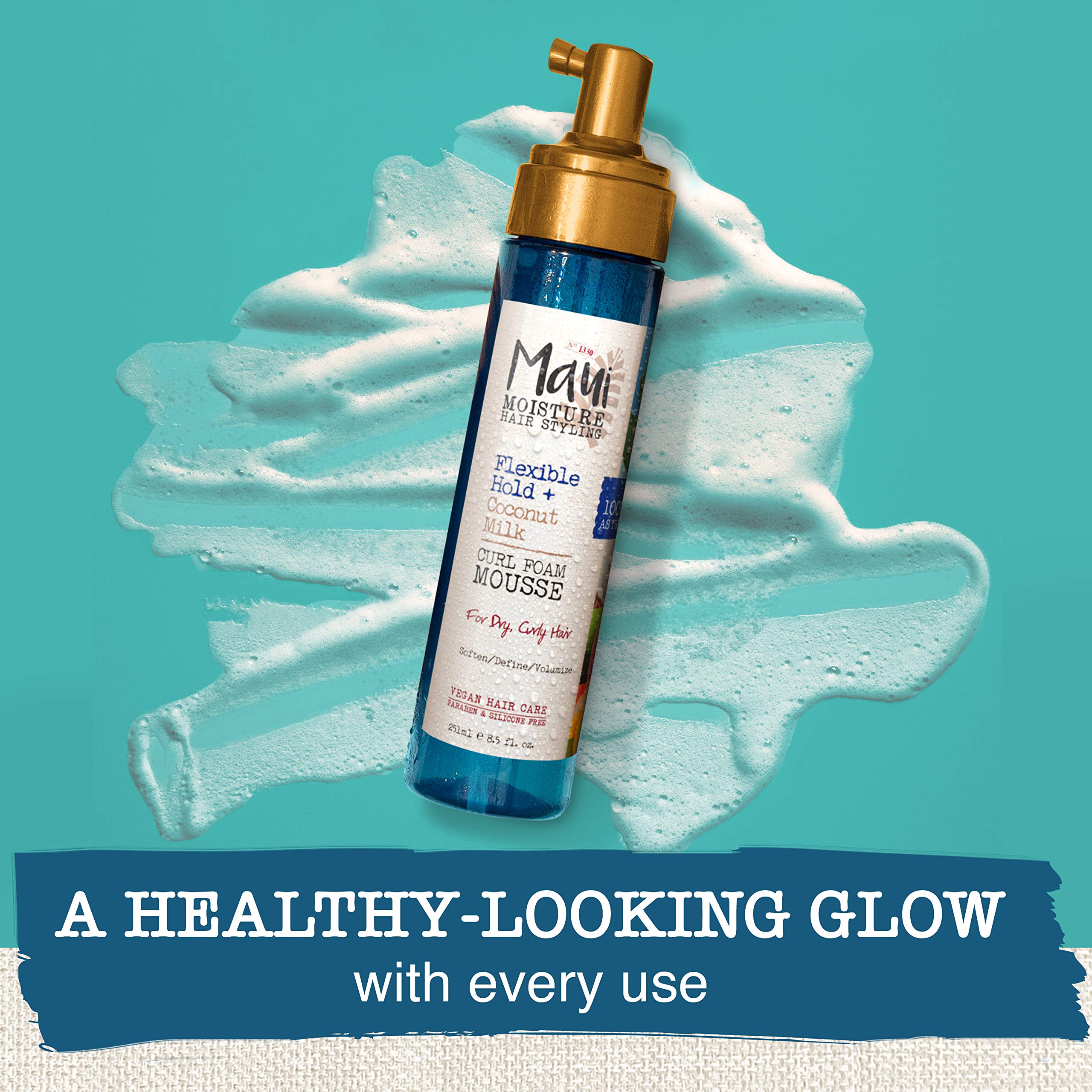 Maui Moisture Flexible Hold + Coconut Milk Curl Foam Mousse, for Curly Hair Styling, No Drying
