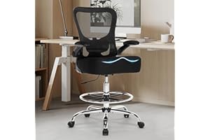 SOFETURA 500LBS Ergonomic Drafting Chair Tall Office Chair for Counter Height or Standing Desk, Executive High Office Chairs with W-Shaped Thick Seat Cushion, Footrest Ring & Breathable Fabric, Black