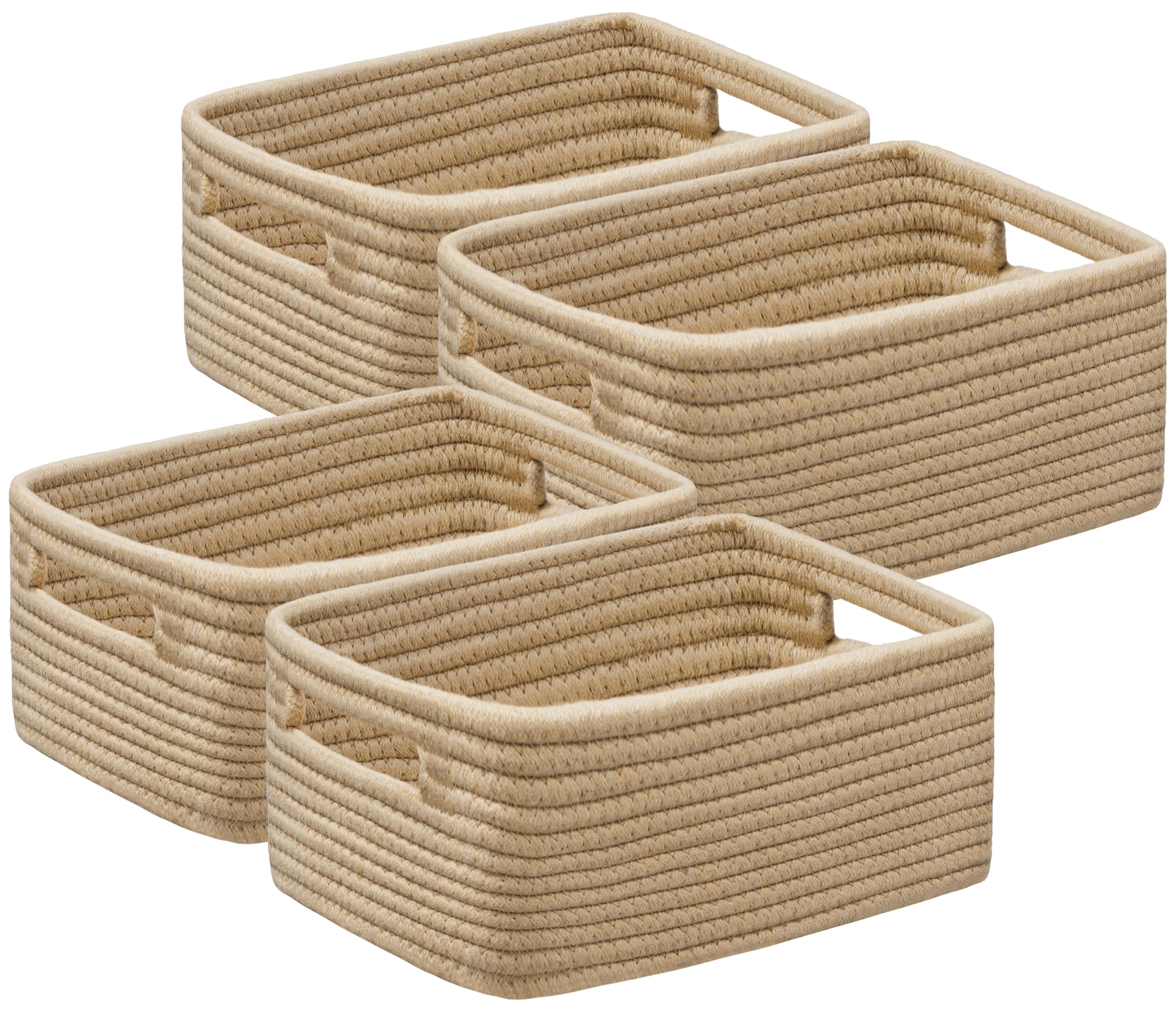 Photo 1 of UBBCARE 4 Pack Small Basket, Woven Storage Basket for Oganizing, Small Gift Basket, Dog Toy Basket, Cute Decorative Cotton Rope Basket Storage Bins, 12''Lx8''Wx4.7''H, Brown