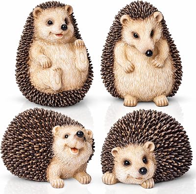 Pelle & Sol Hedgehog Garden Ornaments Set of 4 Polyresin Outdoor Statues