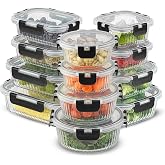 JoyJolt 24pc Borosilicate Glass Storage Containers with Lids | 12 Airtight/Freezer Safe Food Storage Containers for Pantry an