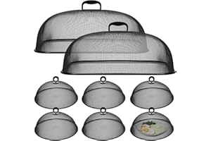 Hicarer 8 Pcs Metal Mesh Screen Food Cover for Outdoors Set Including 2 Pcs Extra Large 18.5 in Mesh Food Tents for Outdoor 6