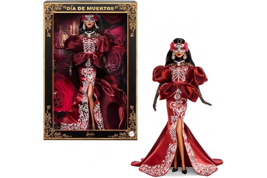 Barbie Signature Día De Muertos Collectible Doll | Wearing Satin Mermaid Dress with Embroidery Detail, Removable Calavera Mask with Skull Accent, Collectible Packaging, Ages 6+