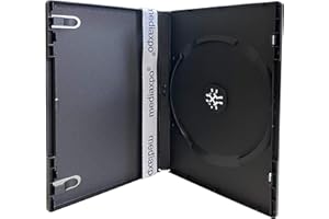 Mediaxpo Standard Black Single Movie DVD Cases 14MM - Clear Wrap Around Sleeve Cover - Convenient Clips - Exceptional Value (Pack of 10)
