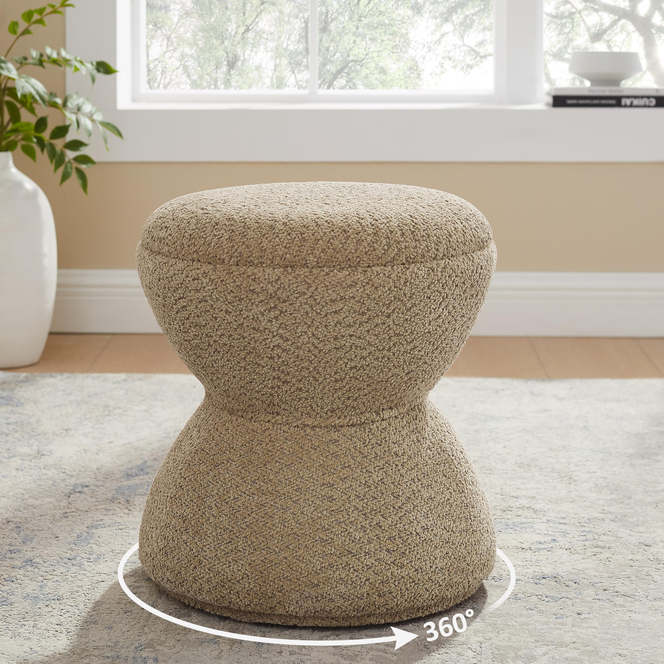 Multi-Functional Boucle Ottoman, Vanity Stool