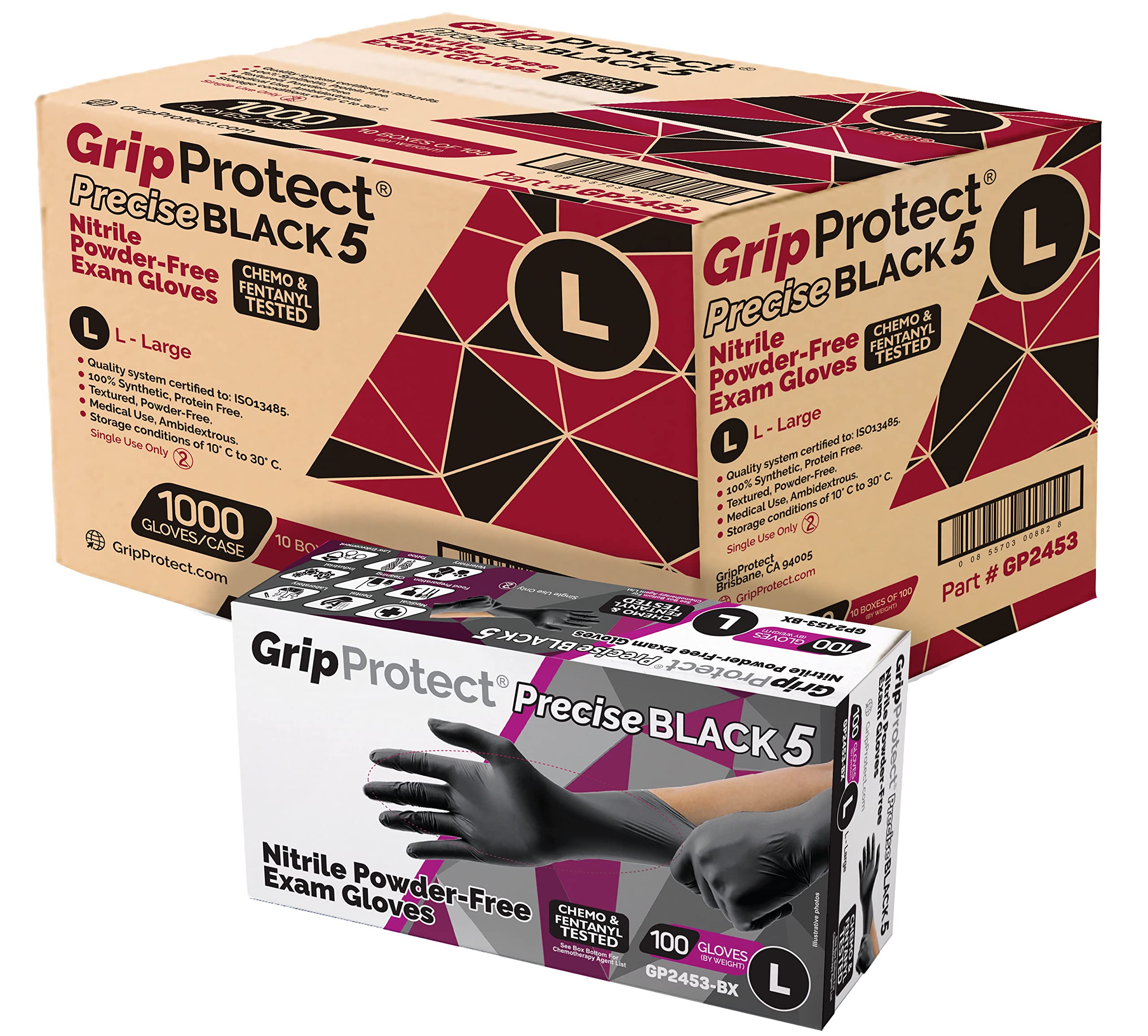 Mua GripProtect Precise Black 5 Nitrile Exam Gloves 5 Mil Thickness