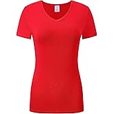 OThread & Co. Women's Short Sleeve T-Shirt Comfy V-Neck Shirts Basic Stretch Layer