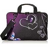 iColor Purple Butterflies Canvas Laptop Carrying Shoulder Sleeve Case Protective Bag Briefcase Fits 11.6 12 12.9 13 13.3 Inches Laptop Ultrabook Netbook CSH-05